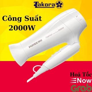 Máy sấy tóc công suất lớn 2000W 2 chiều nóng lạnh gấp gọn mini chính hãng POREE cao cấp loại tốt