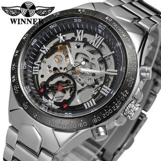 Đồng hồ nam máy cơ Automatic Winner đính đá TM432 - Đen Bạc