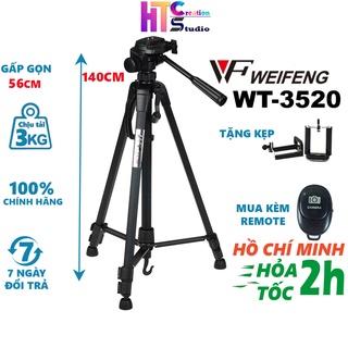 Chân máy ảnh tripod điện thoại Weifeng WT-3520 cao 1,4m khung hợp kim chịu tải 3kg tặng kèm kẹp điện thoại