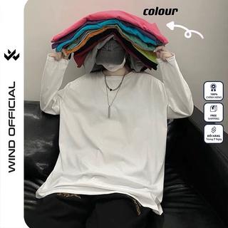 Áo thun tay dài Wind phông unisex form rộng Trơn nam nữ cotton oversize ulzzang