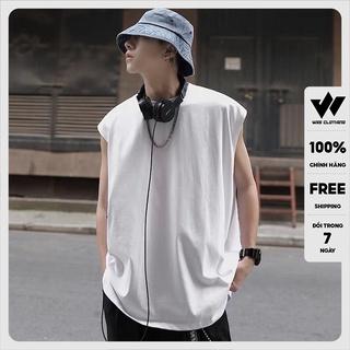 Áo thun ba lỗ WIIS unisex form rộng sát nách cotton Trơn thời trang nam nữ oversize