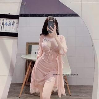 (M.83) Set váy ngủ kèm áo choàng ren sexy cao cấp Đầm mặc nhà gợi cảm quyến rũ