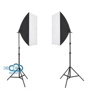 Bộ đèn Studio chụp ảnh sản phẩm softbox 70x50cm chân đèn 2m, bóng 100W ánh sáng trắng