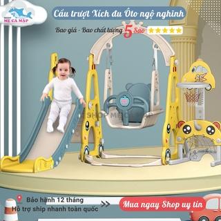 Cầu trượt xích đu Pakey ÔTÔ, TênLửa Cầu trượt cho bé TẰNG KÈM BÓNG RỔ Chịu tải 50kg Hàng Dày Dặn