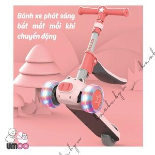 [Haobaby Shop] Xe trượt Scooter cho bé Umoo 2 trong 1 hình heo, vừa là xe scooter vừa là xe chòi chân