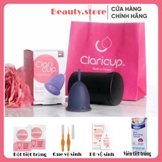 Cốc Nguyệt San Claricup Kháng Khuẩn Nhập Khẩu Pháp❤Free ship ❤ Tặng Ly tiệt Trùng+ gel vs+ viên tiệt trùng+ túi vải