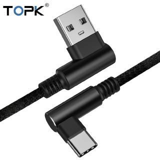 Dây cáp sạc nhanh và truyền dữ liệu USB Type-C dài 1M dạng chữ L 90 độ TOPK AN02 cho điện thoại Samsung Huawei