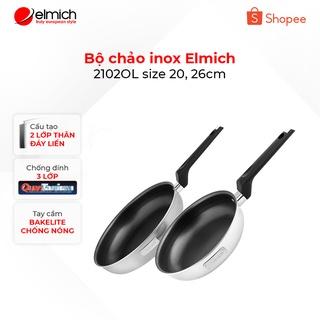 [LIFEMCMBP4 -12% đơn 250K] Bộ chảo inox chống dính đáy liền Elmich 2102OL size 20, 26cm