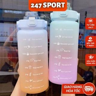 bình nước 2 lít giữ nhiệt chia vạch giá rẻ lock and lock cute tập gym trong suốt thuỷ tinh M-SB08