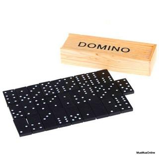 [ deal SOCK  ] Bộ Đồ Chơi Cờ Domino Đen Có Hộp Gỗ Đựng Cờ