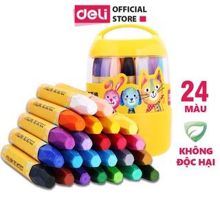 [MãLIFEMC17BP1 giảm50K đơn 150K] Bút sáp dầu học sinh hộp nhựa Deli - 12/18/24 màu - 72090/72091/72092