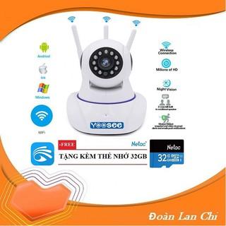 [ GIÁ HUỶ DIỆT] Combo Camera IP Yoosee 3 Râu Kèm Thẻ Nhớ Netac 32GB - Mẫu mới 2020