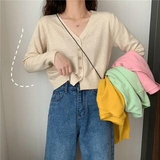 [Mã FATREND18 giảm tới 30k đơn 99k] Áo Khoác Cardigan Dệt Kim Cổ Tim Xinh Xắn Cho Nữ