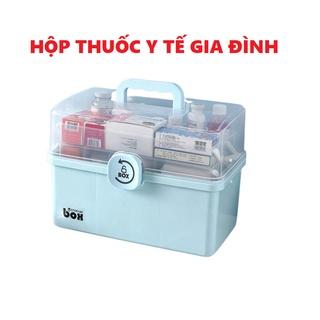 Hộp đựng thuốc gia đình 3 tầng, hộp thuốc y tế cho gia đình có tay cầm, khoá hộp gọn gàng tiện lợi