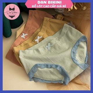 Quần Lót Nữ Cotton Dệt Kim 100% kháng khuẩn thoáng mát đính nơ xinh phối viền ren siêu tôn dáng mẫu 714