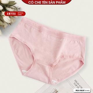 Quần lót nữ cotton kháng khuẩn bigsize AMYRA, thiết kế cạp ren lưới y tế thoáng mát cao cấp mềm mịn ql019