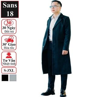 Áo blazer nam dài Sans18 khoác dạ mangto hàn quốc măng tô choàng ngoài 1 lớp trench coat man size S M L bigsize XXL XXXL