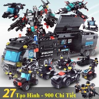 [900 CHI TIẾT] BỘ ĐỒ CHƠI LẮP GHÉP XẾP HÌNH CẢNH SÁT, LẮP RÁP XE SWAT OTO, ROBOT, ĐỒ CHƠI TÀU CHIẾN, MÔ HÌNH CHIẾN HẠM