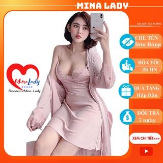 Sét Váy Ngủ Lụa 2 Dây Áo Choàng Ngủ Lụa Dài Nữ Sexy Gợi Cảm Quyến Rũ Giá Rẻ Đủ Màu Size Kèm Mut