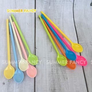 10 cái muỗng cán dài nhựa đủ màu 20 cm sinh tố trà sữa cà phê cocktail - spoon