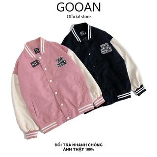 Bomber varsity Gooan Áo khoác bomber varsity nam nữ form rộng Rock The World