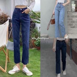 Quần bò jeans nữ ống đứng co dãn 4 chiều cạp cao Win Boutique