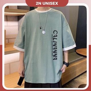 Áo thun tay lỡ form rộng, phông nam nữ oversize, T shirt phối tay Cali - 2N Unisex