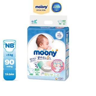 [Mã MKBMONHOT -100K đơn 400K] Tã dán sơ sinh Moony Newborn 90 miếng - Nhập khẩu Nhật Bản