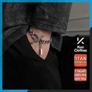 Lắc Tay Nam Cuban Vòng Tay Nam OT Streetwear Hiphop Kuu Clothes Màu Bạc Bản To Khóa Cài - Thép Titan Không Gỉ - OT