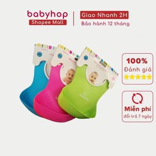 [Mã BMLT300 giảm đến 300K] Yếm ăn dặm yếm máng chống rơi vãi Babyhop yếm nhựa mềm PP/TPE an toàn cho bé 4 màu lựa chọn