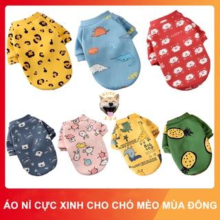 Áo Cho Chó Mèo Mùa Đông, Thiết Kế Xinh Xắn Đáng Yêu Họa Tiết Hoạt Hình