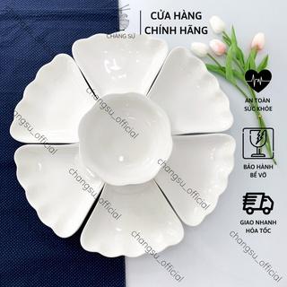 Bộ bát đĩa hoa mặt trời giá rẻ - Set bát dĩa đẹp thắp hương thờ cúng gia tiên (loại 2) - Chàng Sứ