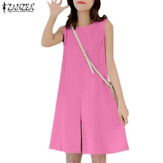 Jumpsuit Nữ ZANZEA Ngắn Ống Rộng Không Tay Khóa Kéo Sau Lưng Thời Trang Thường Ngày