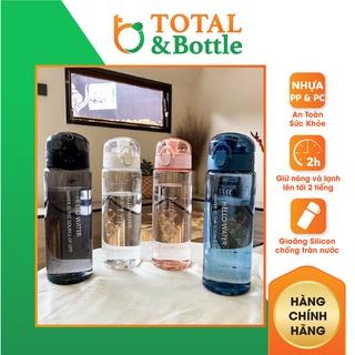 Bình nước, bình đựng nước thể thao bằng nhựa trong suốt, đa dạng màu sắc 780ml - Total Bottle