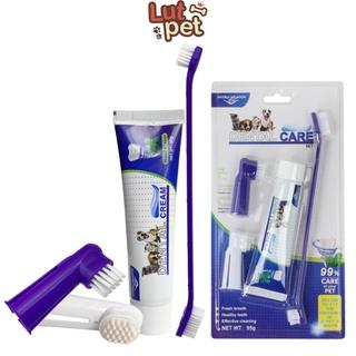 Kem đánh răng cho chó mèo Dental Care tặng kèm bàn chải đánh răng thú cưng (144gr) - lutpet