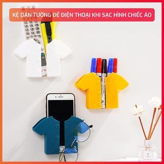 [FREESHIP] Kệ khay để điện thoại khi sạc hình chiếc áo, để điều khiển gắn tường có móc treo nhựa cao cấp dán keo dính 3M