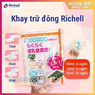 Bộ 2 khay trữ đông RICHELL - khay trữ đông đồ ăn dặm cho bé có nắp