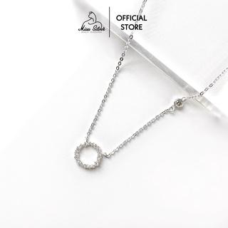 Dây chuyền bạc nữ Huyền thoại biển xanh Miuu Silver, vòng cổ bạc mặt tròn đính đá sang trọng