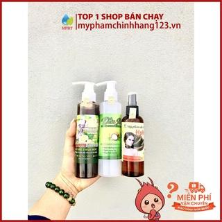 Combo Dầu Gội Bồ Kết Hương Nhu Vỏ Bưởi và Dầu Xả Sữa Dừa Hoa Bưởi chống rụng tóc, kích mọc tóc làm dày và dài tóc