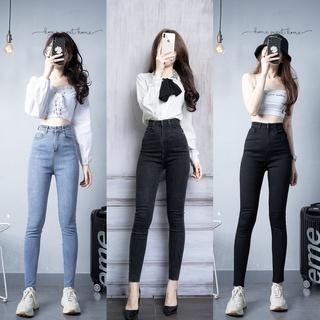 Quần Jean Skinny Nữ Dáng Ôm Lưng Siêu Cao Trơn Basic