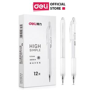 Bút Bi Nước Văn Phòng Mực Gel Màu Đen Deli Thiết Kế Vỏ Trong Suốt Ngòi 0.5mm Dành Cho Văn Phòng Sinh viên Học Sinh A057B