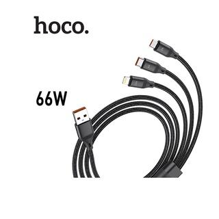 Cáp sạc 3 đầu HOCO U1.04 chuẩn sạc nhanh 66W truyền data ổn định dây dài 1.2M