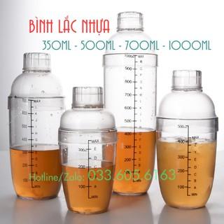 Bình lắc Shaker pha chế nhựa chia vạch đen 350ml - 500ml - 700ml - 1000ml - ĐÃ BAO GỒM NẮP - Dụng cụ pha chế TV