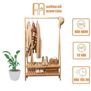 Kệ treo quần áo chữ A 2 tầng gỗ thông Minh Tâm, chống mốt mọt, đã qua xử lý, kích thước 150*86*34cm, bảo hành 12 tháng