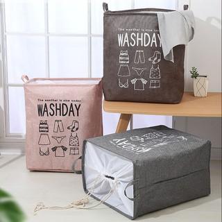 Giỏ đựng bảo quản quần áo bằng vải cỡ lớn, túi đựng chăn màn đa năng washday gấp gọn vintage HL7bullbell