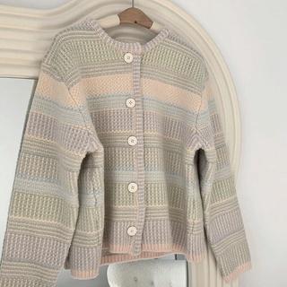 Áo khoác cardigan, áo khoác len tay dài dệt kim hoạ tiết kẻ ngang phong cách Hàn Quốc KL001