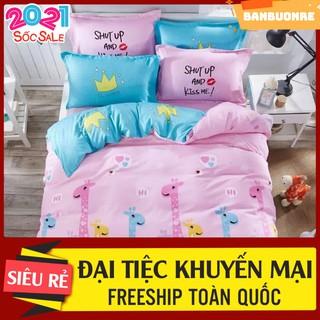 Bộ 1 ga chun kèm 2 vỏ gối nằm poly m8 hello kitty kẻ ngang 4 màu