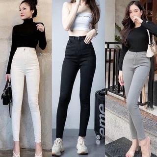 Quần jean nữ lưng cao co giãn quần bò giấy nữ vải skinny