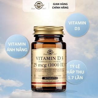 Viên Uống Solgar Vitamin D3 1000 Iu  - Ngừa Loãng Xương, Hỗ Trợ Sức Khỏe Xương Khớp [Lọ 90 Viên]