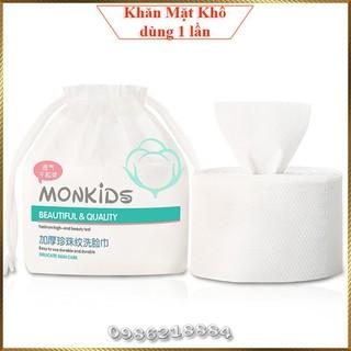 Khăn lau mặt khô Monkids túi lớn 260g dùng 1 lần lau khô lau ướt KKM1